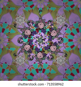 Seamless exotic pattern with many neutral, blue and green tropical flowers. Blooming jungle. Motley vector illustration.