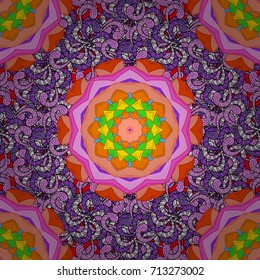 Seamless exotic pattern with many pink, orange and black tropical flowers. Blooming jungle. Motley vector illustration.