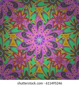 Seamless exotic pattern with many tropical flowers. 
