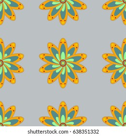 Seamless exotic pattern with many tropical flowers. Blooming jungle. Motley vector illustration.