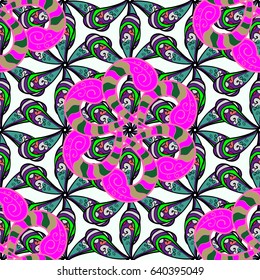 Seamless exotic pattern with many tropical flowers. Blooming jungle. Motley vector illustration.