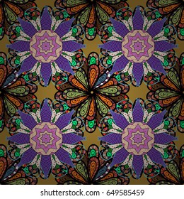 Seamless exotic pattern with many tropical flowers. Blooming jungle. Motley vector illustration.