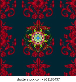Seamless exotic pattern with many tropical flowers. Blooming jungle. Motley vector illustration.