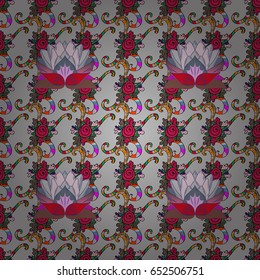 Seamless exotic pattern with many tropical flowers. Blooming jungle. Motley vector illustration.
