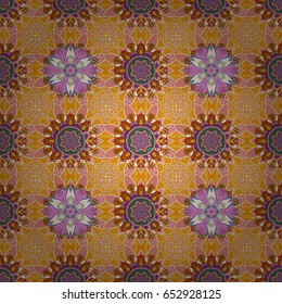 Seamless exotic pattern with many tropical flowers. Blooming jungle. Motley vector illustration.