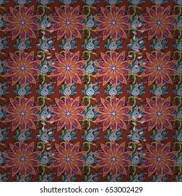 Seamless exotic pattern with many tropical flowers. Blooming jungle. Motley vector illustration.