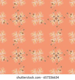 Seamless exotic pattern with many tropical flowers. Blooming jungle. Motley vector illustration.