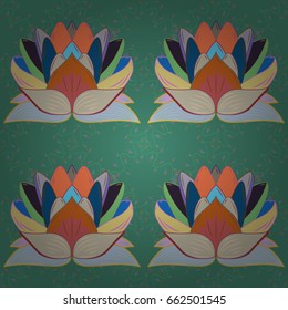 Seamless exotic pattern with many tropical flowers. Blooming jungle. Motley vector illustration.