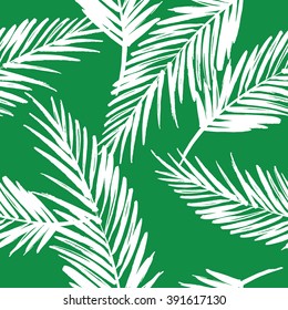 Seamless exotic pattern with palm leaves . Vector hand draw illustration.