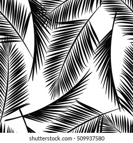 Seamless exotic pattern with palm leaves . Vector  illustration.