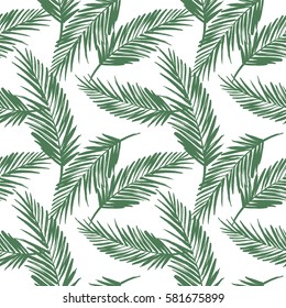 Seamless exotic pattern with palm leaves . Vector hand draw illustration
