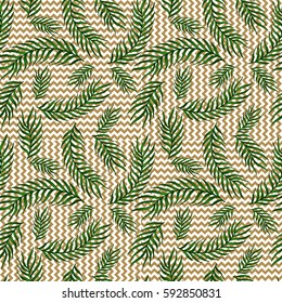 Seamless exotic pattern with palm leaves . Vector hand draw illustration.