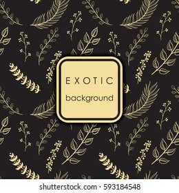 Seamless exotic pattern with palm leaves . Vector hand draw illustration.