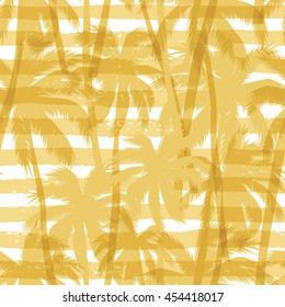 Seamless exotic pattern with palm . Vector hand draw illustration