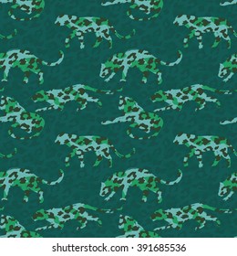Seamless exotic pattern with silhouettes of animals. Vector hand draw illustration.