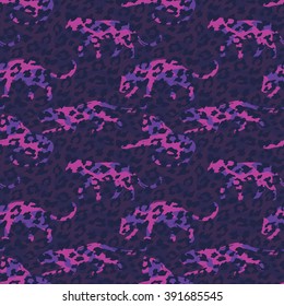Seamless exotic pattern with silhouettes of animals. Vector hand draw illustration.
