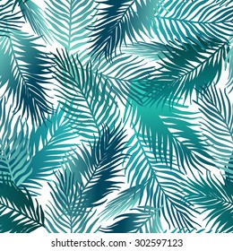 Seamless exotic pattern with tropical leaves. Vector illustration