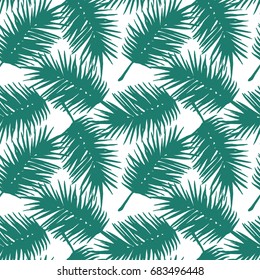 Seamless exotic pattern with tropical palm leaves. Vector hand drawn background.