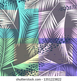 Seamless exotic pattern with tropical plants. Vector hand draw background.