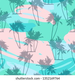 Seamless exotic pattern with tropical plants. Vector hand draw background.