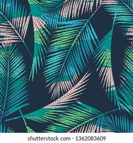 Seamless exotic pattern with tropical plants. Vector hand draw background.
