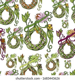 Seamless exotic pattern with tropical plants. Vector hand draw background. For the design of children s textiles, wallpaper for children s rooms, invitations, greetings, decorations.