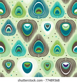 Seamless exotic peacock pattern background in vector