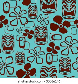 Seamless Exotic Tiki Paradise Pattern