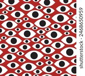 Seamless eye pattern on red background. All Eyes on Rafah movement vector illustration