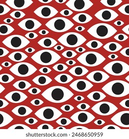 Seamless eye pattern on red background. All Eyes on Rafah movement vector illustration