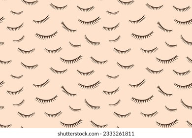 seamless eyelash pattern; funny background, great for wallpaper, greeting card, textile, beauty salon- vector illustration