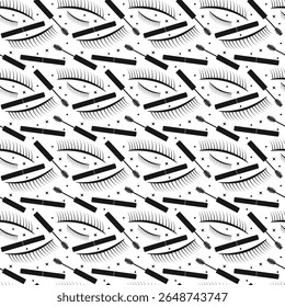 Padrão de cílios sem costura com varinhas de rímel. Fundo de maquiagem cosmética de mascara de beleza