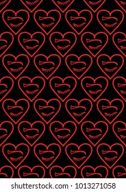  Seamless eyes in hearts pattern. Dark and magic Valentine's day vector