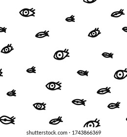 Seamless eyes pattern. Monochrome chaotic background