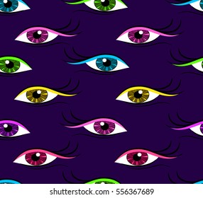 Seamless eyes pattern. Vector illustration.