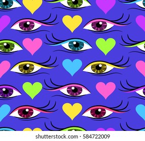 Seamless eyes pattern. Vector illustration.