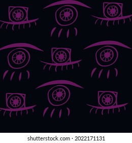 Seamless eyes patterns, handdrawn background