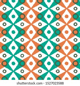 Seamless eyes repeat pattern green orange (file with embedded pattern swatch and editable global color swatches)