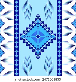 Seamless fabric art or carpet pattern Seamless pattern folk geometric art Vector design for clothing, decoration on tile surface.