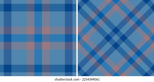 Seamless fabric background. Plaid textile check. Texture tartan pattern vector in set.