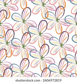 Seamless fabric of brush flowers pattern, like illustration. Suit for package design, wallpaper, fashion print, Housing wallpaper, arty-crafty.
