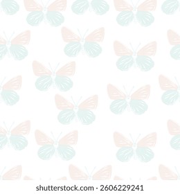 Seamless fabric of butterflies pattern, like illustration. Suit for package design, wallpaper, fashion print, Housing wallpaper, arty-crafty.
