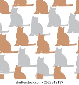 Seamless fabric of cat pattern, like illustration. Suit for package design, wallpaper, fashion print, Housing wallpaper, arty-crafty. 
