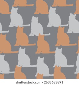 Seamless fabric of cat pattern, like illustration. Suit for package design, wallpaper, fashion print, Housing wallpaper, arty-crafty. 

