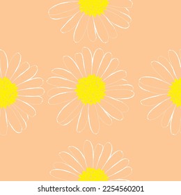 Seamless fabric of  chamomile  flowers Pattern, like illustration. Suit for package design, wallpaper, fashion print.