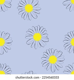 Seamless fabric of  chamomile  flowers Pattern, like illustration. Suit for package design, wallpaper, fashion print.