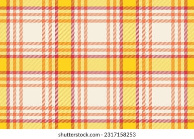 Seamless fabric check of textile background vector with a texture plaid pattern tartan in light and orange colors.