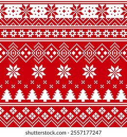 seamless fabric Christmas sweater pattern background. traditional knitted pattern vector winter style. wallpaper ,carpet ,clothing ,knitted pattern ,fabric ,embroidery ,textile. vector illustration