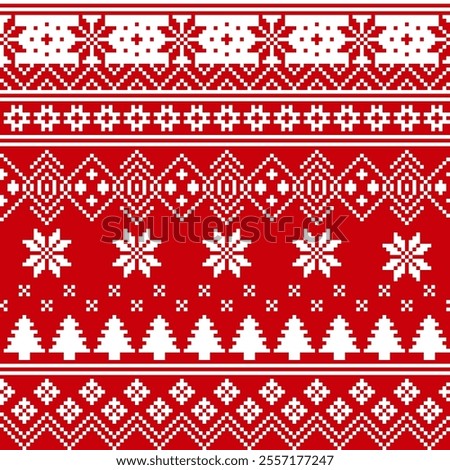 seamless fabric Christmas sweater pattern background. traditional knitted pattern vector winter style. wallpaper ,carpet ,clothing ,knitted pattern ,fabric ,embroidery ,textile. vector illustration