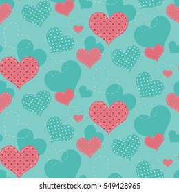 Seamless fabric. Cute background. Valentine's day. Stock vector.